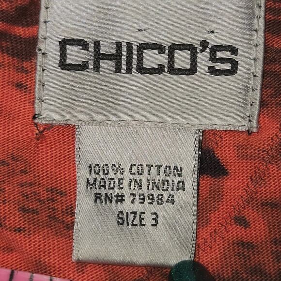 Chico's full zip Cotton sweatshirt beaded floral stretchy jacket XL 16 red brown - Picture 4 of 17